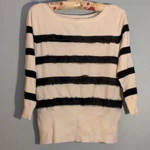 WHBM XL winter white sweater with black ribbon
